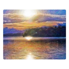 Serene Sunset Over Water Two Sides Premium Plush Fleece Blanket (large) by ExtraAwesomeSauce