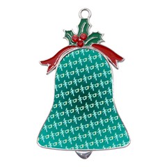 Peaceful Japanese Kanji Design Metal Holly Leaf Bell Ornament by ExtraAwesomeSauce