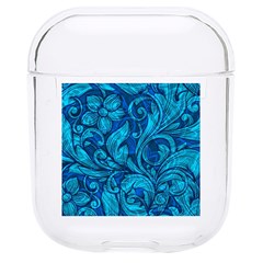 Blue Floral Pattern Texture, Floral Ornaments Texture, Blue Floral Background Hard Pc Airpods 1/2 Case by kyorashop23