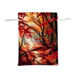 Forest Path Red Nature Lightweight Drawstring Pouch (S) Back