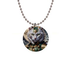 Epic Armored Cat Warrior 1  Button Necklace by ExtraAwesomeSauce