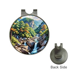 Serene Mountain Waterfall Landscape Hat Clips With Golf Markers by ExtraAwesomeSauce
