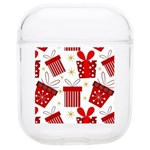 Christmas Texture, Pattern, Red, Craciun, Christmas, Bow, Gift Soft TPU AirPods 1/2 Case Front