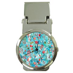 Snowy Winter Foliage, Adoxali, Christmas, Berry, Blue Money Clip Watches by kyorashop23