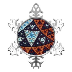 Fractal Triangle Geometric Abstract Pattern Metal Small Snowflake Ornament by Cemarart