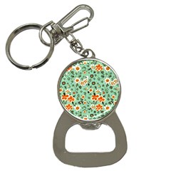 Retro 1960s Flowers Pattern 3 Bottle Opener Key Chain by violetheavensky