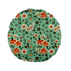Retro 1960s Flowers Pattern 3 Standard 15  Premium Flano Round Cushions by violetheavensky