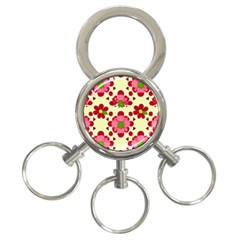 Retro 1960s Flowers Pattern 4 3-ring Key Chain by violetheavensky