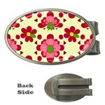 Retro 1960s Flowers Pattern 4 Money Clips (Oval)  Front