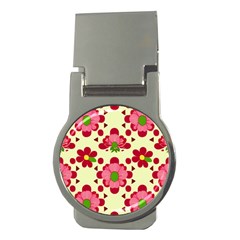 Retro 1960s Flowers Pattern 4 Money Clips (round)  by violetheavensky