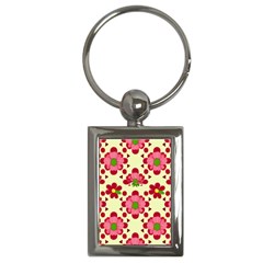 Retro 1960s Flowers Pattern 4 Key Chain (rectangle) by violetheavensky
