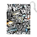 New York City Nyc Broadway Doodle Art Drawstring Pouch (4XL) Front