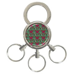 Retro 1880s Flowers Pattern 3 3-ring Key Chain by violetheavensky
