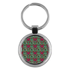 Retro 1880s Flowers Pattern 3 Key Chain (round) by violetheavensky