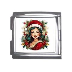 Young Woman With Santa Claus Clothes Isolated Illustration Wb Mega Link Italian Charm (18mm) by dflcprintsclothing