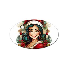 Young Woman With Santa Claus Clothes Isolated Illustration Wb Sticker (oval) by dflcprintsclothing