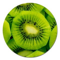 Kiwi Fruits, Close-up, Exotic Fruit Magnet 5  (round) by kyorashop23