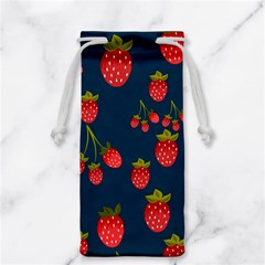 Strawberry Texture, Blue Background With Strawberries Jewelry Bag by kyorashop23