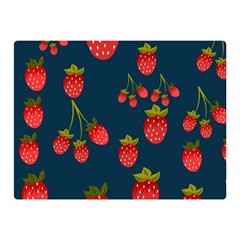 Strawberry Texture, Blue Background With Strawberries Two Sides Premium Plush Fleece Blanket (mini) by kyorashop23