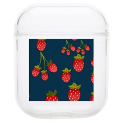 Strawberry Texture, Blue Background With Strawberries Soft Tpu Airpods 1/2 Case by kyorashop23