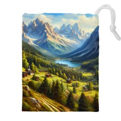 Forest Landscape Nature Trees Drawstring Pouch (4xl) by Salmanaz77
