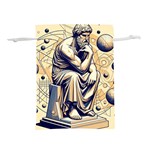 Thinker Sculpture Design Geometric Lightweight Drawstring Pouch (L) Back