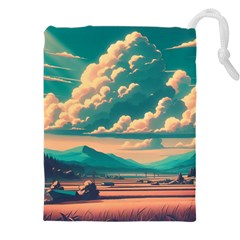 Mountains Countryside Agriculture Drawstring Pouch (4xl) by Salmanaz77