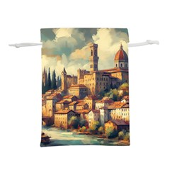 Village Houses Buildings Facade Lightweight Drawstring Pouch (l) by Salmanaz77