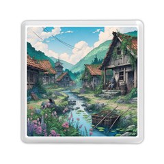 Village Nature Winter Landscape Memory Card Reader (square) by Salmanaz77