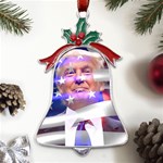 Donald Trump Flag Metal Holly Leaf Bell Ornament Front