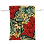 Pattern Shape Colorful Flower Leaves Lightweight Drawstring Pouch (XL) Back