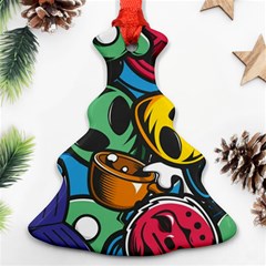 Funky Alien Pattern Abstract Colourful Drawing Ornament (christmas Tree)  by Posterlux