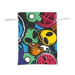Funky Alien Pattern Abstract Colourful Drawing Lightweight Drawstring Pouch (M) Back