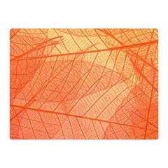 Abstract Texture Of Colorful Bright Pattern Of Transparent Leaves Of Orange And Yellow Color Two Sides Premium Plush Fleece Blanket (mini) by Posterlux