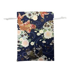 Japanese Wave Koi Illustration Pattern Lightweight Drawstring Pouch (m) by Ndabl3x