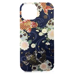 Japanese Wave Koi Illustration Pattern Iphone 15 Plus Black Uv Print Pc Hardshell Case by Ndabl3x