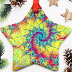 Fractal Spiral Abstract Background Vortex Yellow Star Ornament (two Sides) by Ket1n9