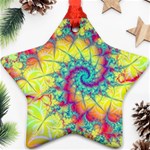 Fractal Spiral Abstract Background Vortex Yellow Star Ornament (Two Sides) Back