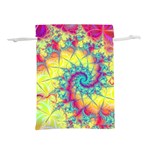 Fractal Spiral Abstract Background Vortex Yellow Lightweight Drawstring Pouch (S) Back