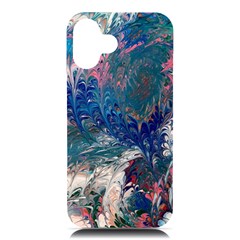 Blue Feathers And Flames Iphone 16 Plus Black Uv Print Pc Hardshell Case by kaleidomarblingart
