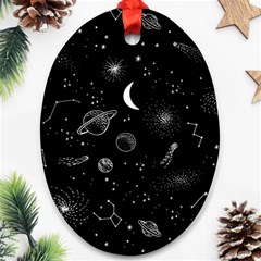 Cosmic Black Space Star Oval Ornament (two Sides) by Ndabl3x