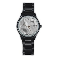 Wall With Cracked White Paint Texture Stainless Steel Round Watch by dflcprintsclothing