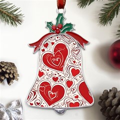 Be My Valentine Metal Holly Leaf Bell Ornament by pollyparadiseartshop