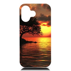 Sunset Nature Sea Dusk Landscape Iphone 16 Black Uv Print Pc Hardshell Case by Salmanaz77