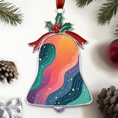 Art Abstract Pattern Metal Holly Leaf Bell Ornament by Salmanaz77