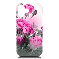 Roses Floral Flowers Nature Pink Romance Romantic Valentines Day Love Iphone 16 Plus Black Uv Print Pc Hardshell Case by Cemarart