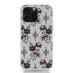 Elegant Purple Floral Jacquard Mesh Lace Fabric Iphone 16 Pro Max Tpu Uv Print Case by ArtfulThreads