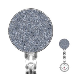 Blue Ornament Complex Mosaic Print Pattern Stainless Steel Nurses Watch by dflcprintsclothing
