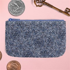 Blue Ornament Complex Mosaic Print Pattern Large Coin Purse by dflcprintsclothing