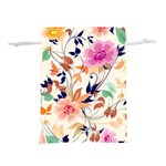 Abstract Floral Background Lightweight Drawstring Pouch (S) Back